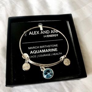 Alex and Ani Aquamarine Birthstone Charm Bangle